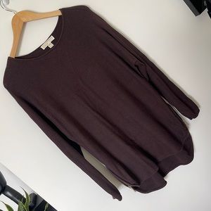 MICHAEL KORS Chocolate Brown Scoop Neck Knit Side Zipper Sweater Tunic Dress